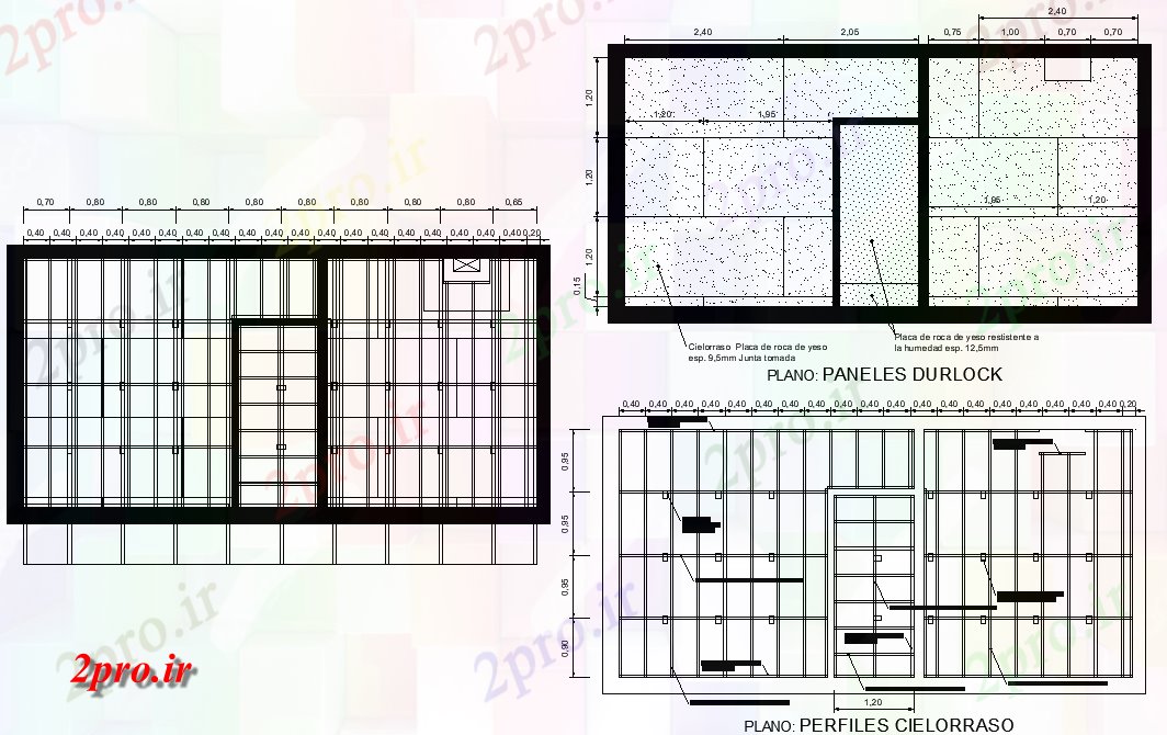 دانلود نقشه ساختمان اداری - تجاری - صنعتی Quincho طرحی جزئیات 4 در 8 متر (کد74454)