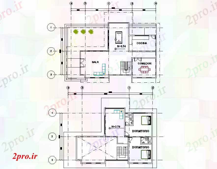 دانلود نقشه مسکونی ، ویلایی ، آپارتمان کشور خانه و برنامه ریزی جزئیات 13 در 16 متر (کد74527)