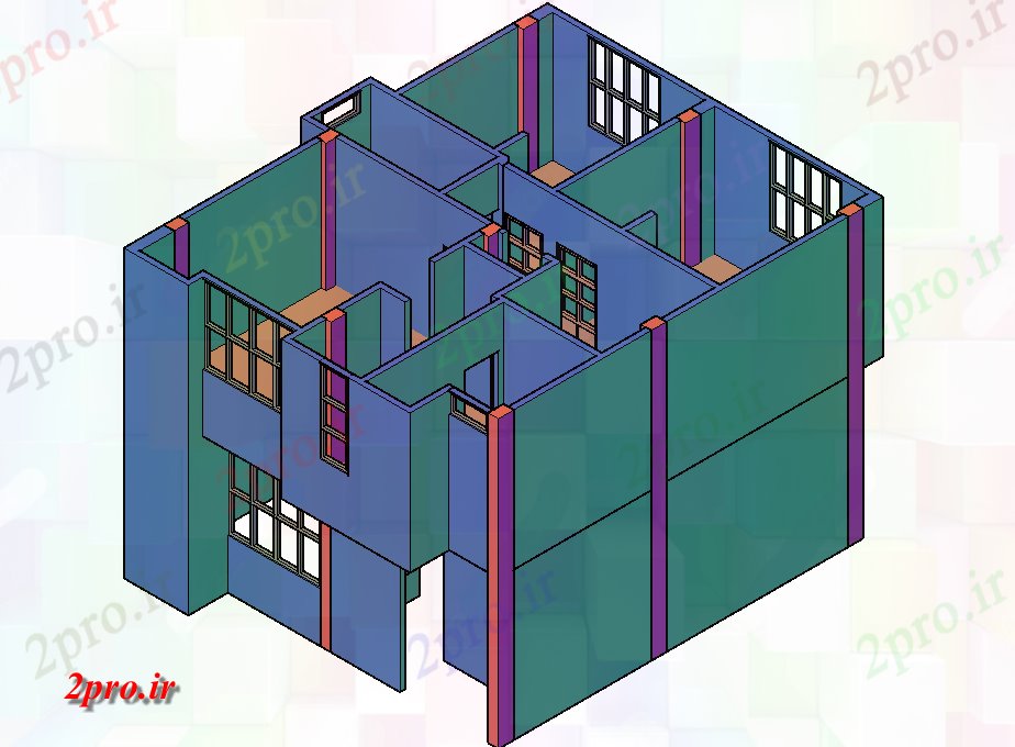 دانلود نقشه کارخانه صنعتی  ، کارگاه مسکن Unifamily در 3 ویلا realur banization طرحی جزئیات (کد74568)