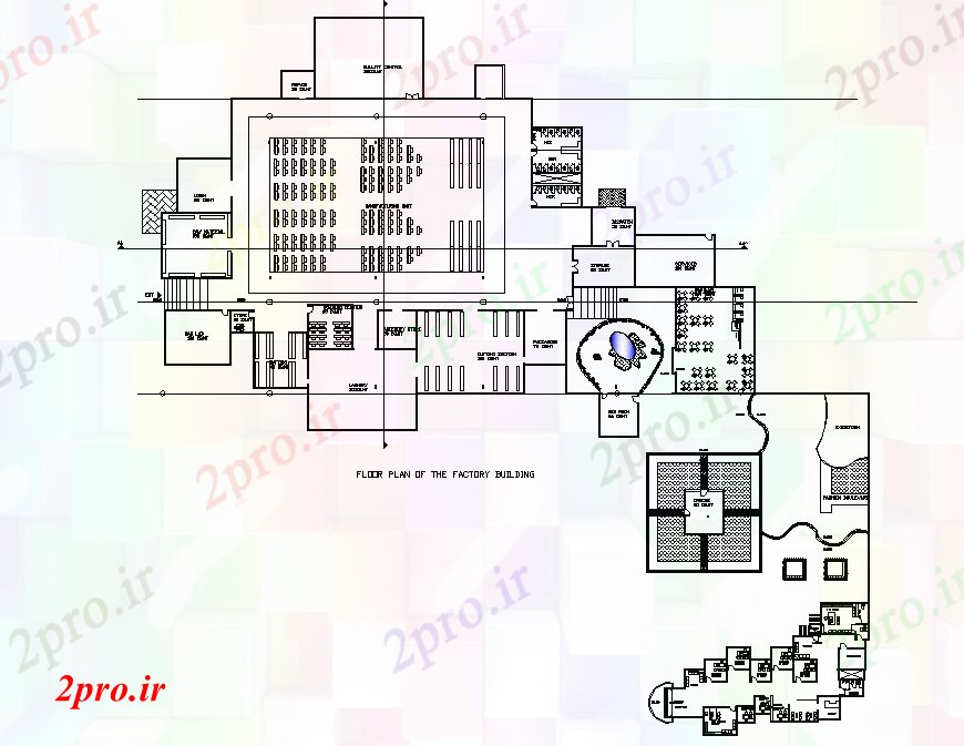 دانلود نقشه کارخانه صنعتی  ، کارگاه کارخانه طبقه ساختمان طرحی جزئیات  (کد74574)