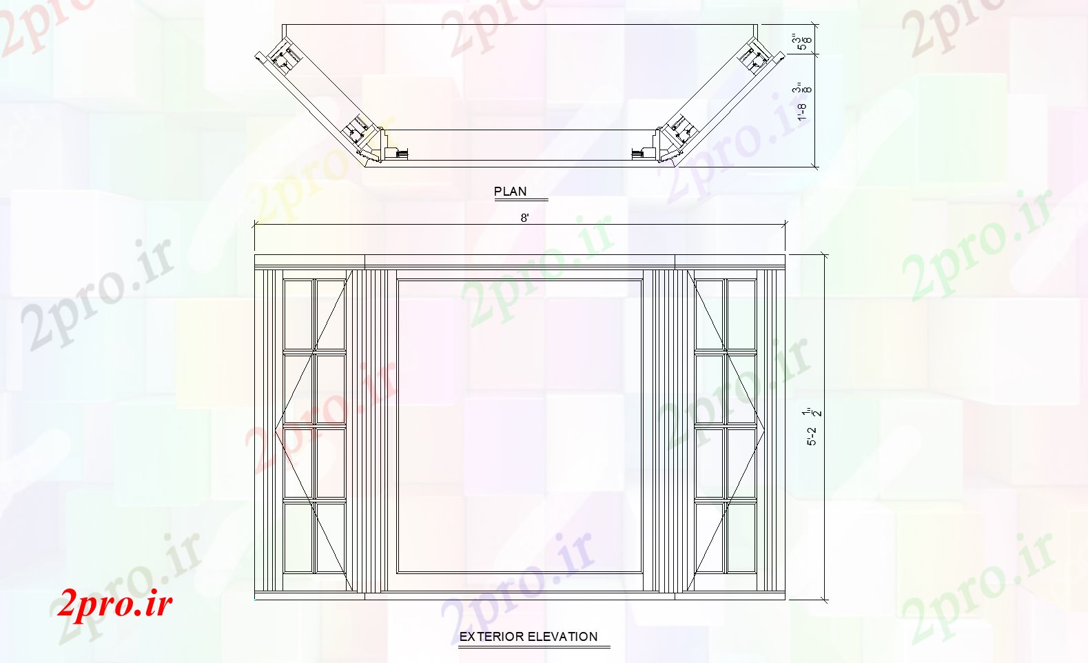 دانلود نقشه جزئیات طراحی در و پنجره  خلیج پنجره جزئیات طرحی جزئیات (کد74597)