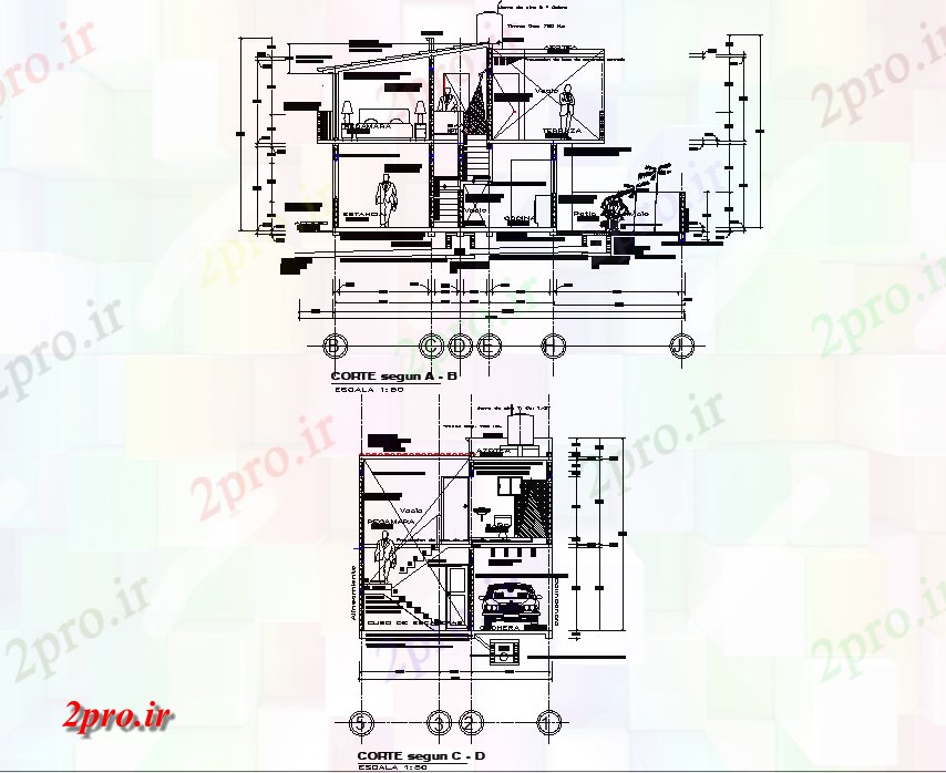 دانلود نقشه مسکونی ، ویلایی ، آپارتمان بخش برنامه ریزی خانه جزئیات 5 در 8 متر (کد74633)