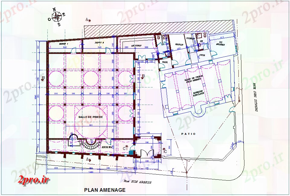 دانلود نقشه کلیسا - معبد - مکان مذهبی طرحی مسجد با نمای معماری (کد74639)