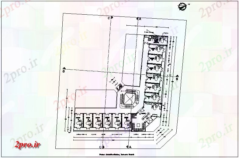 دانلود نقشه ساختمان دولتی ، سازمانی طرحی تراس ساختمان شهرداری 28 در 31 متر (کد74646)