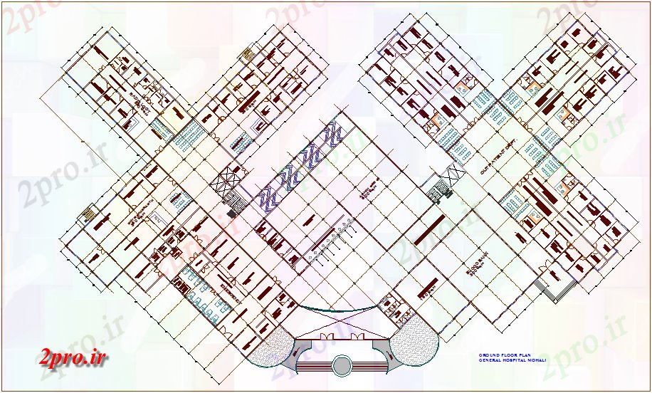 دانلود نقشه بیمارستان -  درمانگاه -  کلینیک طرحی طبقه همکف بیمارستان (کد74669)