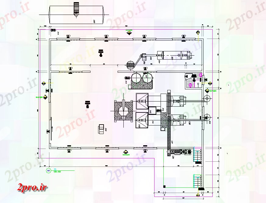 دانلود نقشه کارخانه صنعتی  ، کارگاه کارخانه صنعتی  ، کارگاه آرد پردازش طرحی جزئیات (کد74688)