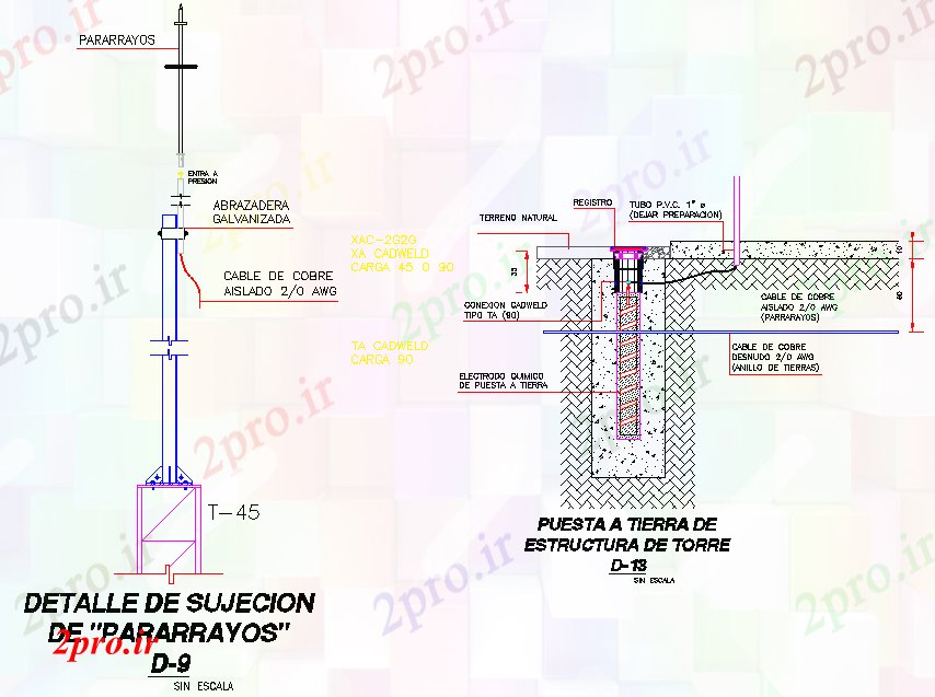 دانلود نقشه کارخانه صنعتی  ، کارگاه جزئیات چفت و بست از رعد و برق وسایل میله  (کد74697)