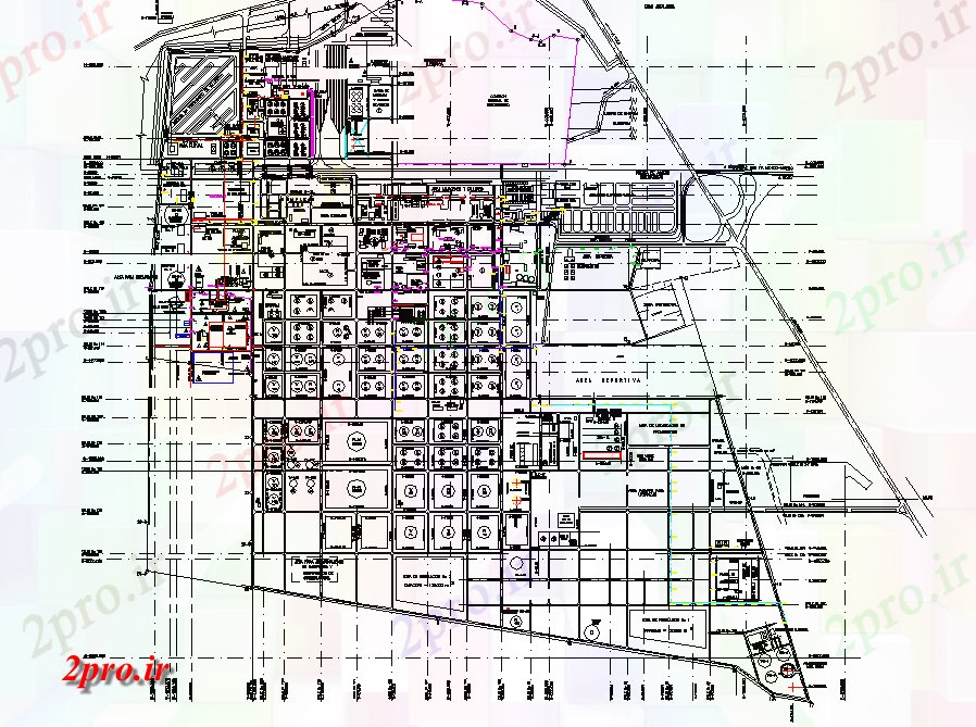 دانلود نقشه کارخانه صنعتی  ، کارگاه پالایشگاه Miguel Hidalgo از طرحی جزئیات (کد74711)