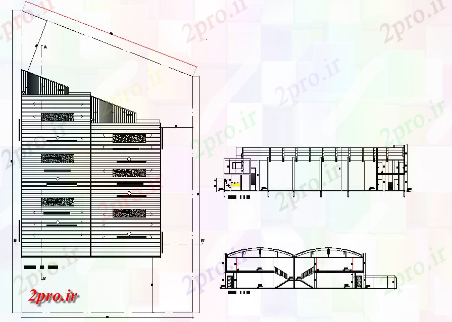 دانلود نقشه جزئیات ساخت و ساز طرحی سقف و بخش کارخانه جزئیات (کد74713)