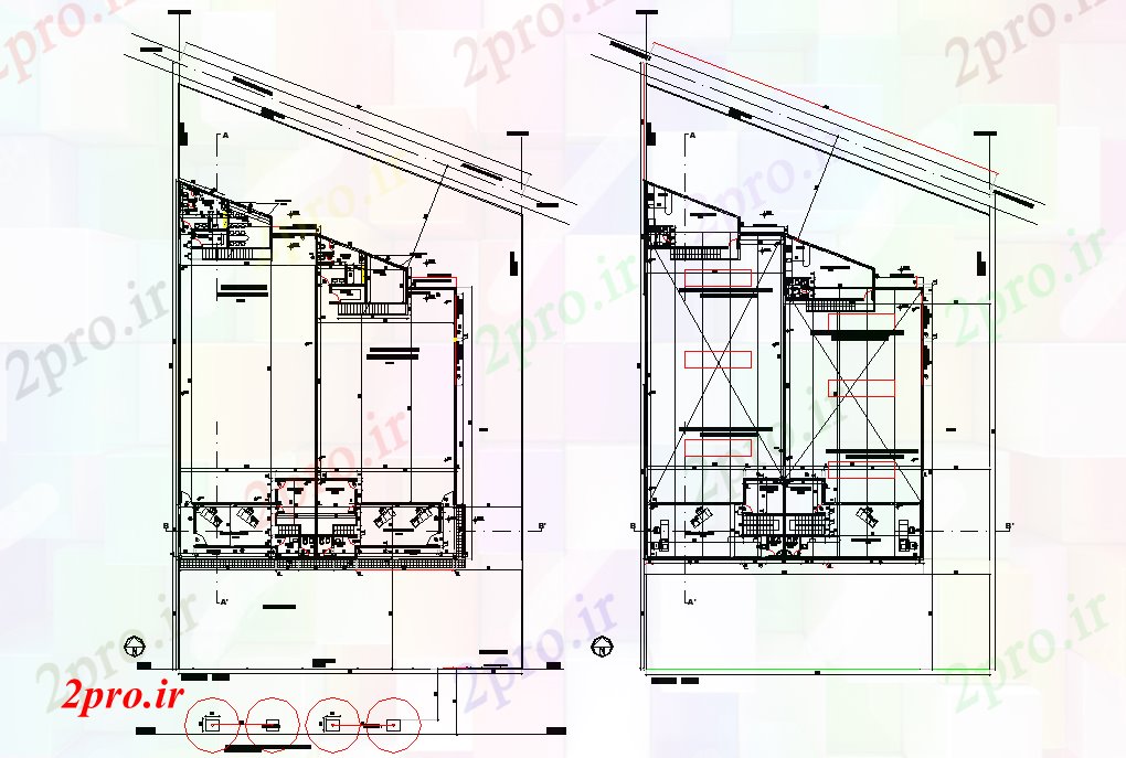 دانلود نقشه کارخانه صنعتی  ، کارگاه کارخانه برنامه ریزی طرحی جزئیات (کد74715)