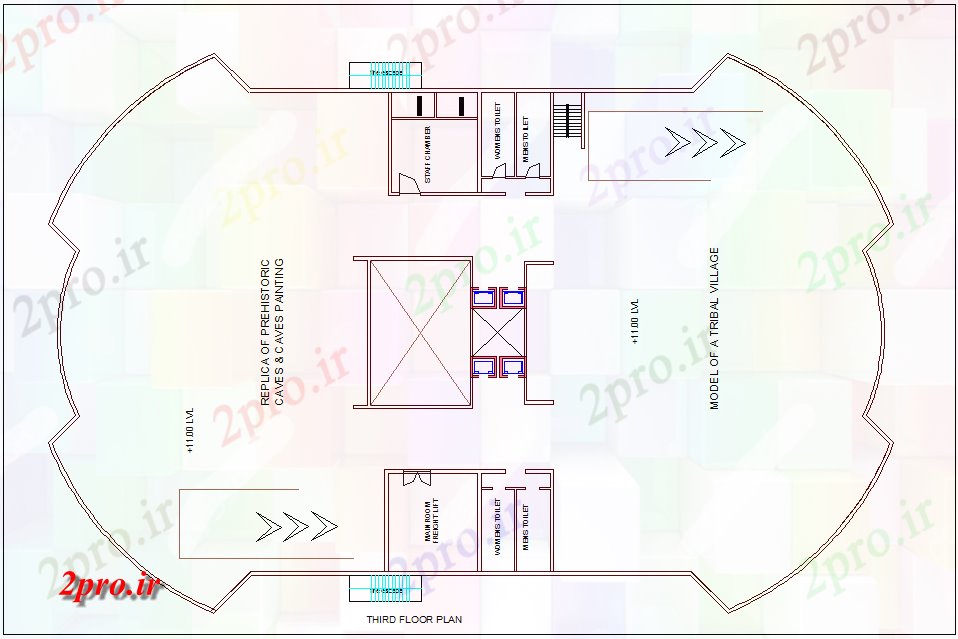دانلود نقشه مکان های تاریخی طرحی طبقه سوم از میراث موزه (کد74716)