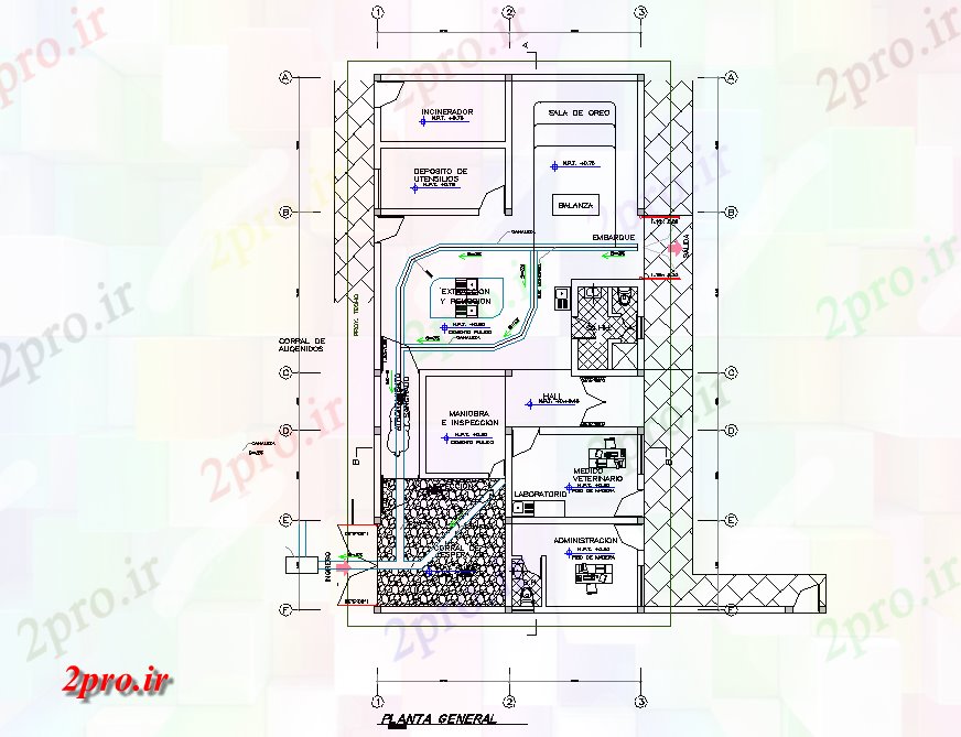 دانلود نقشه کارخانه صنعتی  ، کارگاه شهرداری طرحی افسار جزئیات (کد74751)