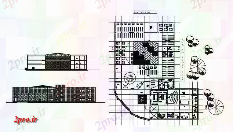 دانلود نقشه دانشگاه ، آموزشکده ، موسسه - طرحی کتابخانه طبقه 84 در 99 متر (کد74784)