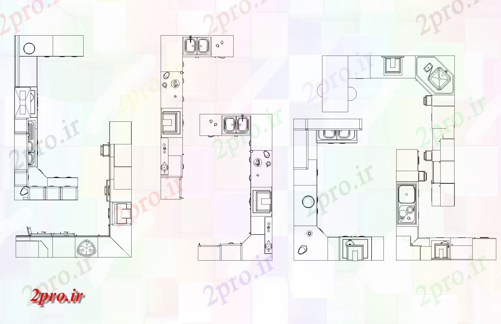 دانلود نقشه آشپزخانه طراحی کابینت (کد74797)