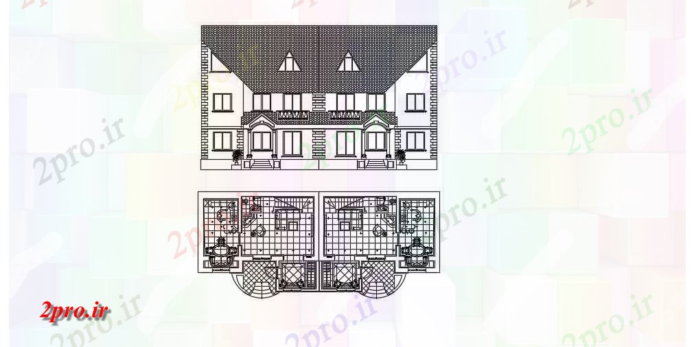 دانلود نقشه مسکونی ، ویلایی ، آپارتمان طرحی نیمه دایره خانه 9 در 19 متر (کد74820)