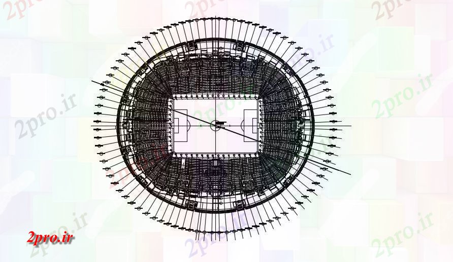 دانلود نقشه معماری معروف طرحی ورزشگاه (کد74825)