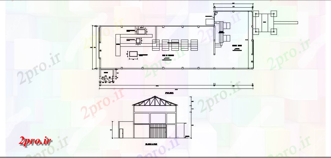 دانلود نقشه کارخانه صنعتی  ، کارگاه اتاق ماشین آلات (کد74864)