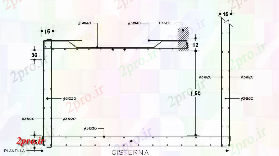 دانلود نقشه جزئیات لوله کشی مخزن آب طراحی (کد74883)