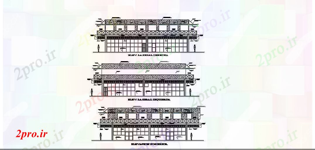 دانلود نقشه کارخانه صنعتی  ، کارگاه مجتمع  نمای در  (کد74891)