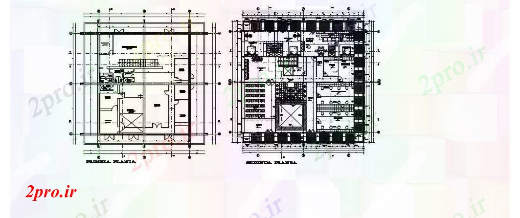 دانلود نقشه ساختمان اداری - تجاری - صنعتی طرحی 2 طبقه 24 در 24 متر (کد74894)