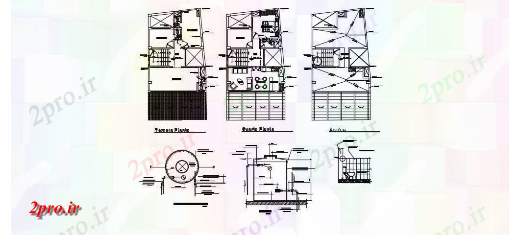 دانلود نقشه مسکونی  ، ویلایی ، آپارتمان  پشت بام طرح (کد74901)