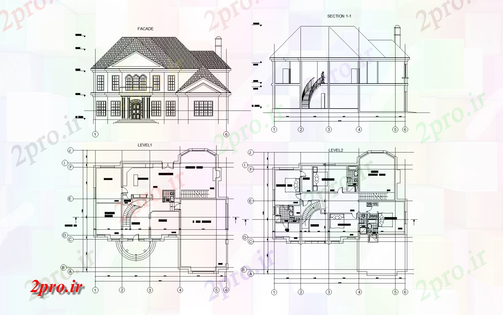 دانلود نقشه خانه مسکونی ، ویلادو دان برنامه های خانه جزئیات 17 در 19 متر (کد74908)