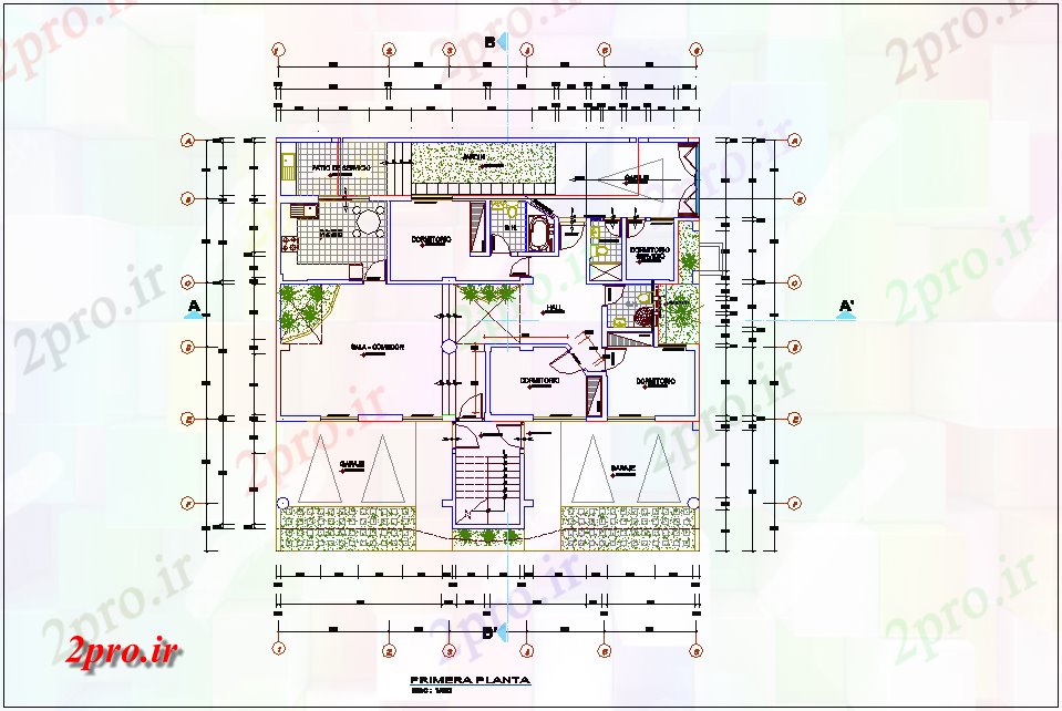 دانلود نقشه مسکونی  ، ویلایی ، آپارتمان  خانواده چند ساخت طبقه اول طرحی معماری (کد74915)