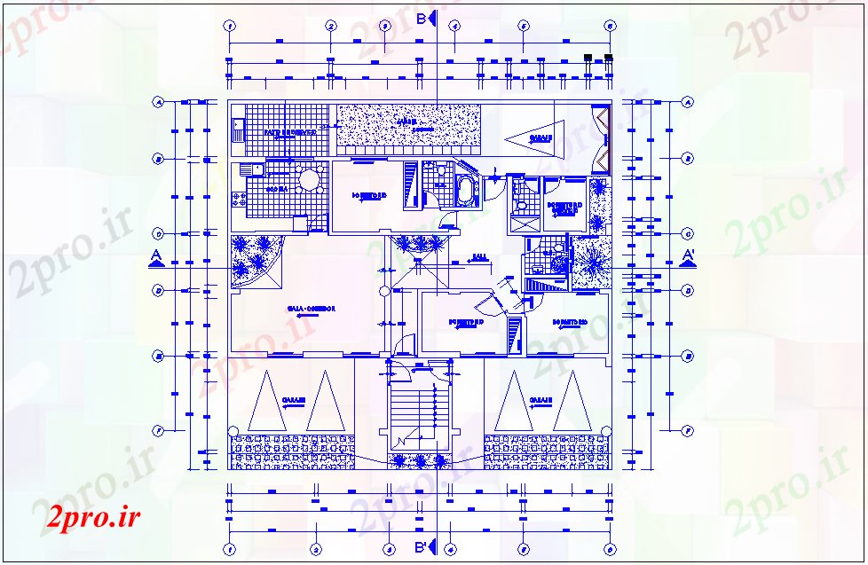 دانلود نقشه جزئیات ساختار  ستون با دیدگاه ساختاری در طرحی طبقه اول آپارتمان   (کد74920)