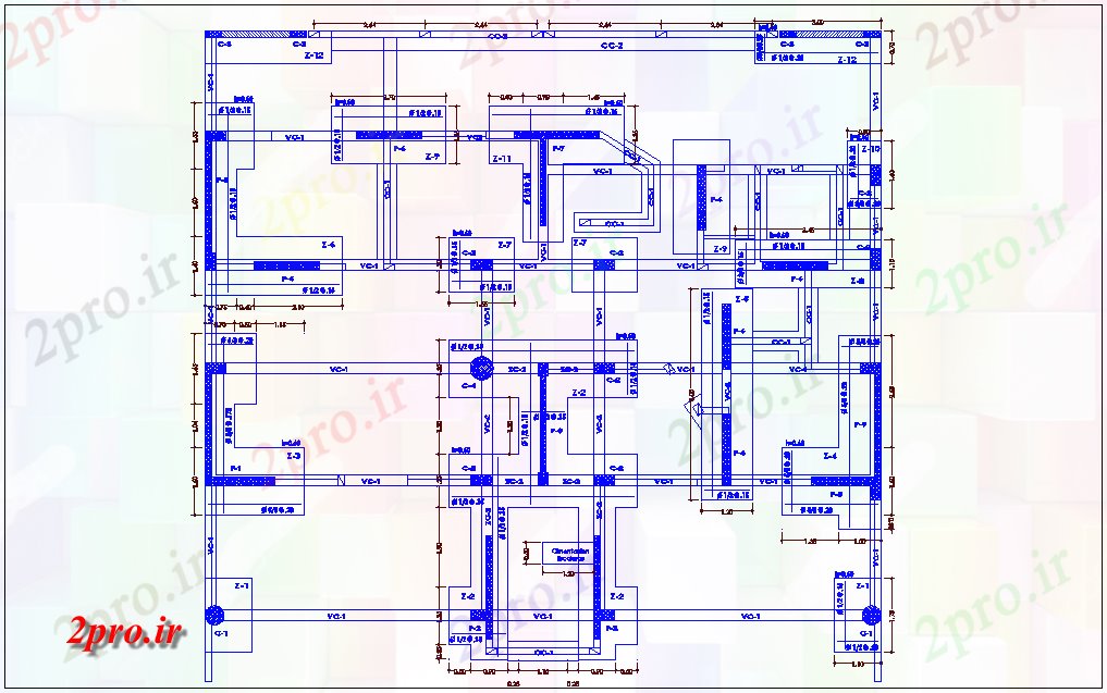 دانلود نقشه جزئیات ساختار دوم تا چهارم طرحی طبقه  ساختار (کد74921)