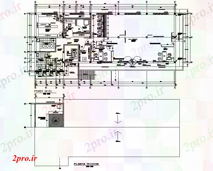 دانلود نقشه ساختمان اداری - تجاری - صنعتی بانک طرحی شعبه جزئیات 9 در 22 متر (کد74928)