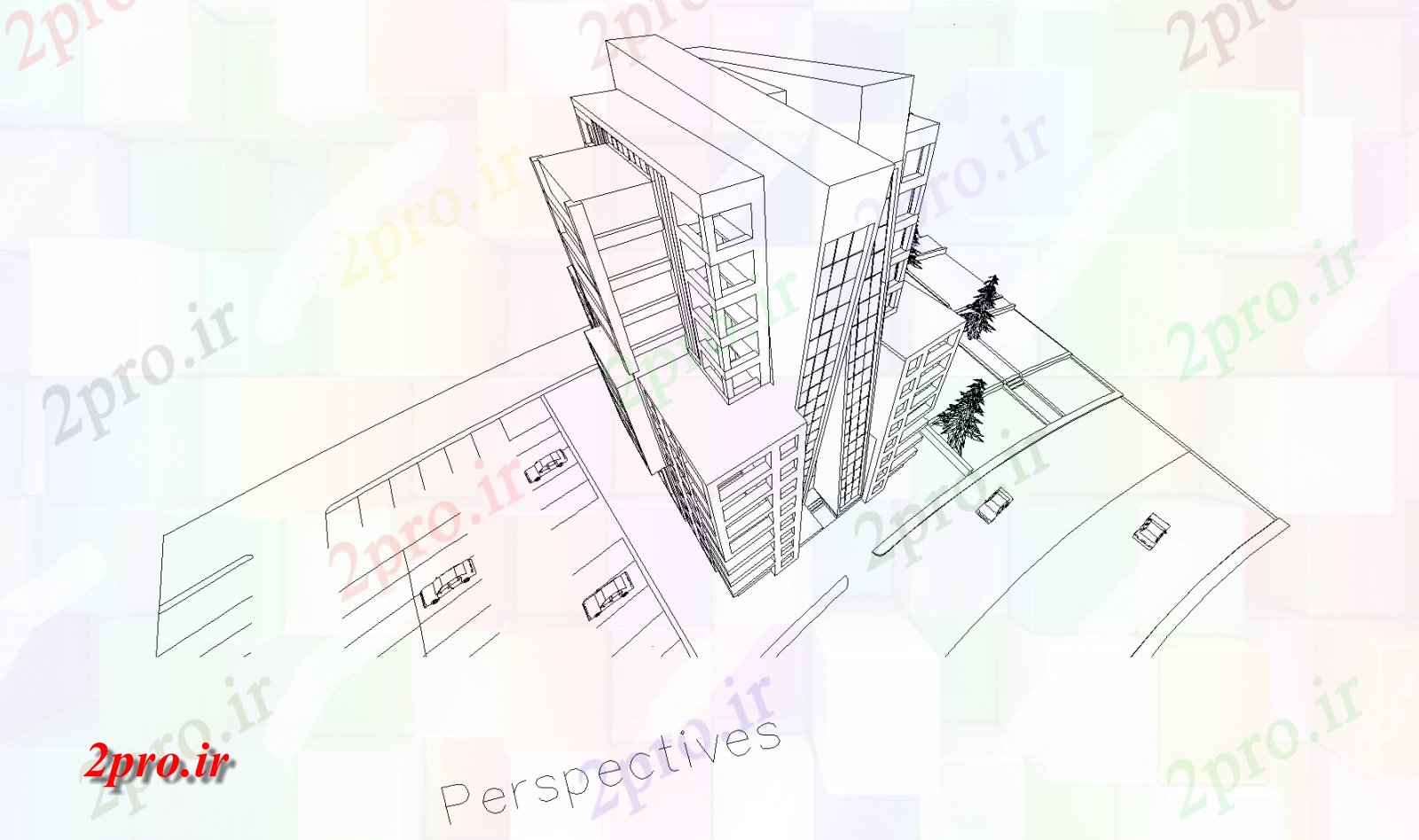 دانلود نقشه ساختمان مرتفعبلند ساختمان مسکونی طرحی جزئیات، 28 در 29 متر (کد74989)