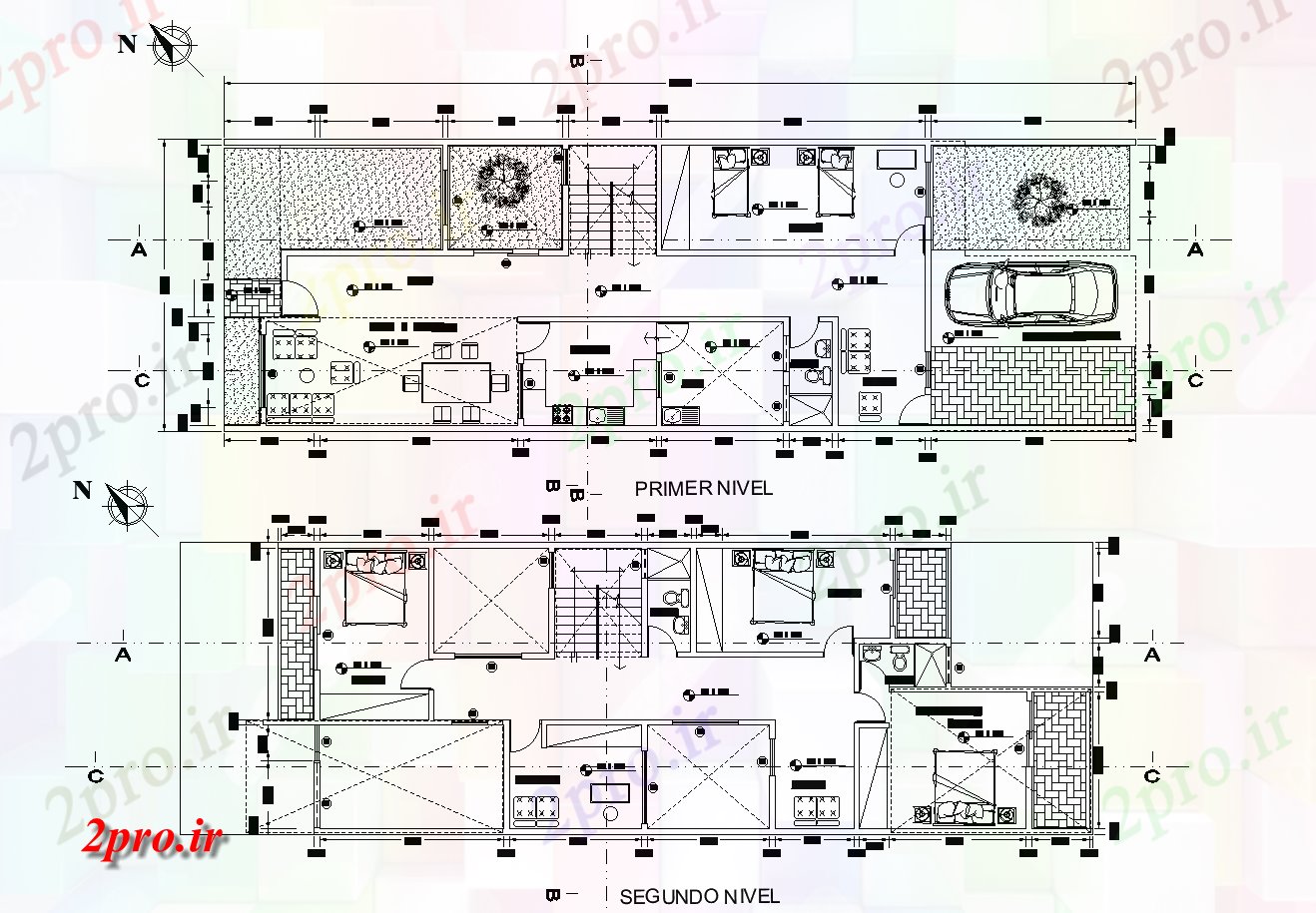دانلود نقشه خانه مسکونی ، ویلاخانه طرحی جزئیات، 8 در 22 متر (کد75034)