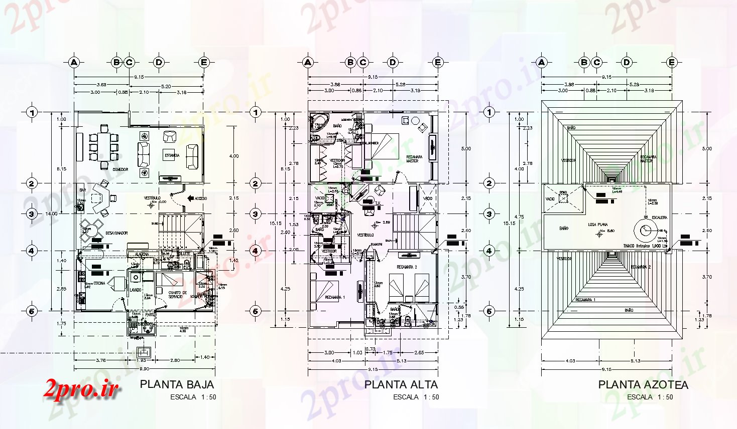دانلود نقشه خانه مسکونی ، ویلایک طرحی خانه خانواده جزئیات، 9 در 15 متر (کد75040)
