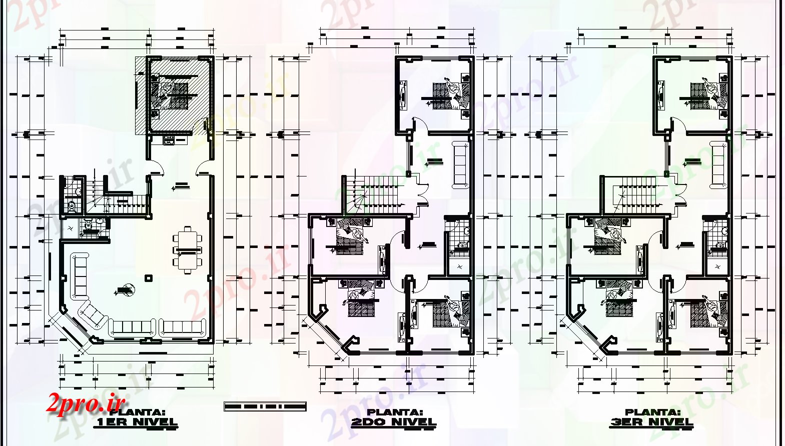 دانلود نقشه خانه مسکونی ، ویلاطرحی از سه طبقه طرحی جزئیات جزئیات، 16 در 25 متر (کد75061)