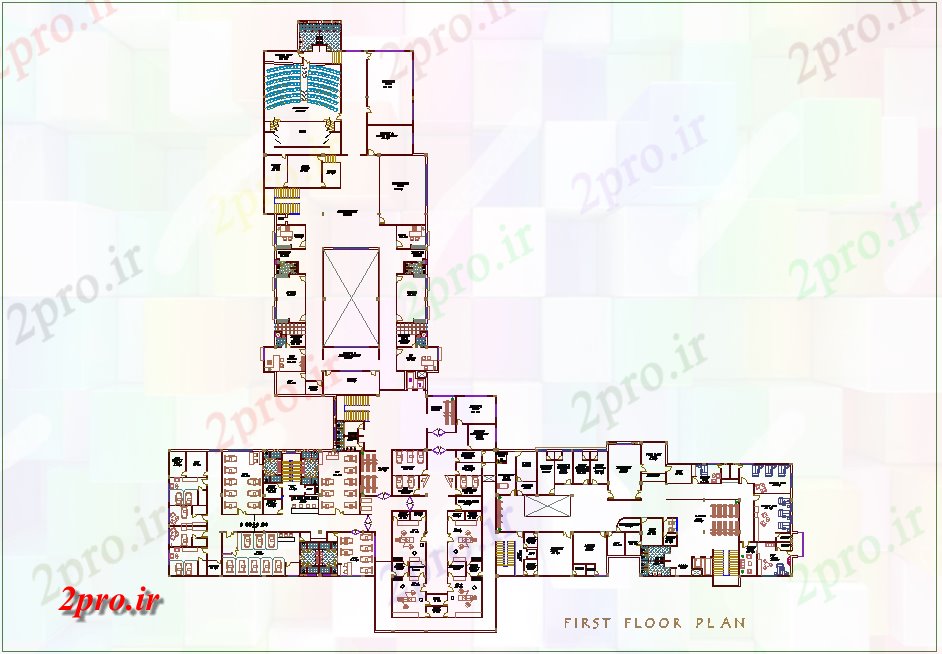 دانلود نقشه بیمارستان -  درمانگاه -  کلینیک بیمارستان طبقه اول  (کد75079)