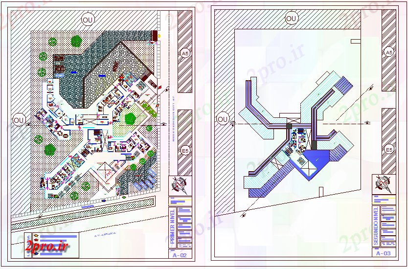 دانلود نقشه بیمارستان -  درمانگاه -  کلینیک طرحی طبقه از مرکز بهداشتی با نمای معماری (کد75108)