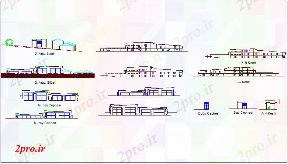 دانلود نقشه بیمارستان -  درمانگاه -  کلینیک نما و بخش  برای بیمارستان ساخت (کد75121)