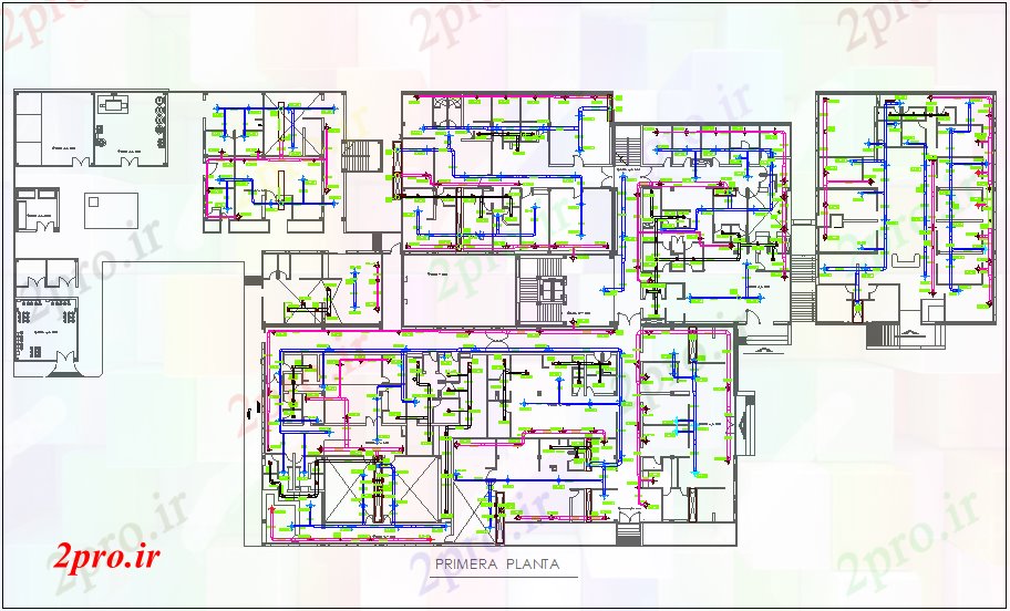 دانلود نقشه جزئیات لوله کشی طرحی تهویه مطبوع با خط لوله (کد75142)