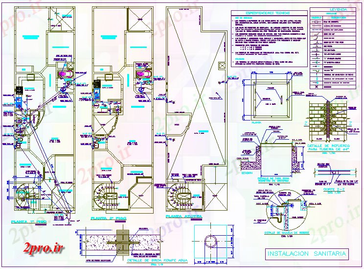 دانلود نقشه تجهیزات بهداشتی  نصب و راه اندازی لوله کشی از منطقه مسکونی (کد75188)