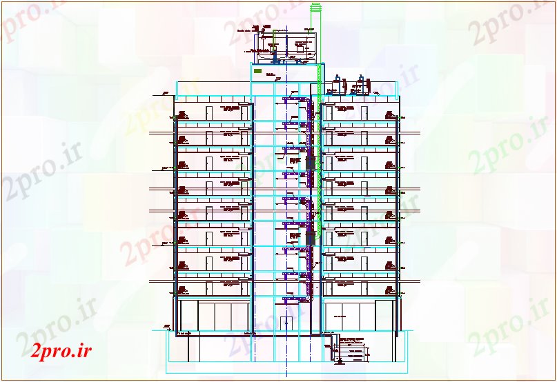 دانلود نقشه جزئیات لوله کشی سیستم تهویه مطبوع آپارتمان   با خط لوله    (کد75190)
