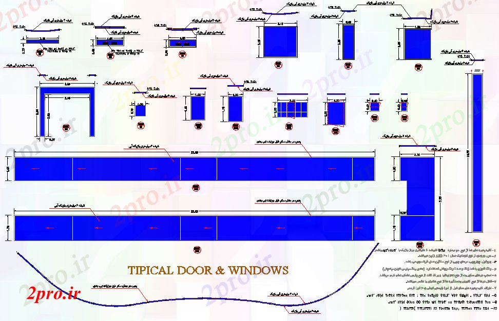 دانلود نقشه درب و پنجره درب و پنجره جزئیات طرحی جزئیات 20 در 20 متر (کد75211)