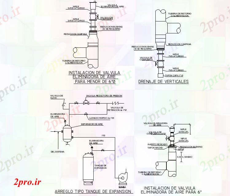 دانلود نقشه جزئیات لوله کشی توسعه نوع مخزن تنظیم جزئیات (کد75229)