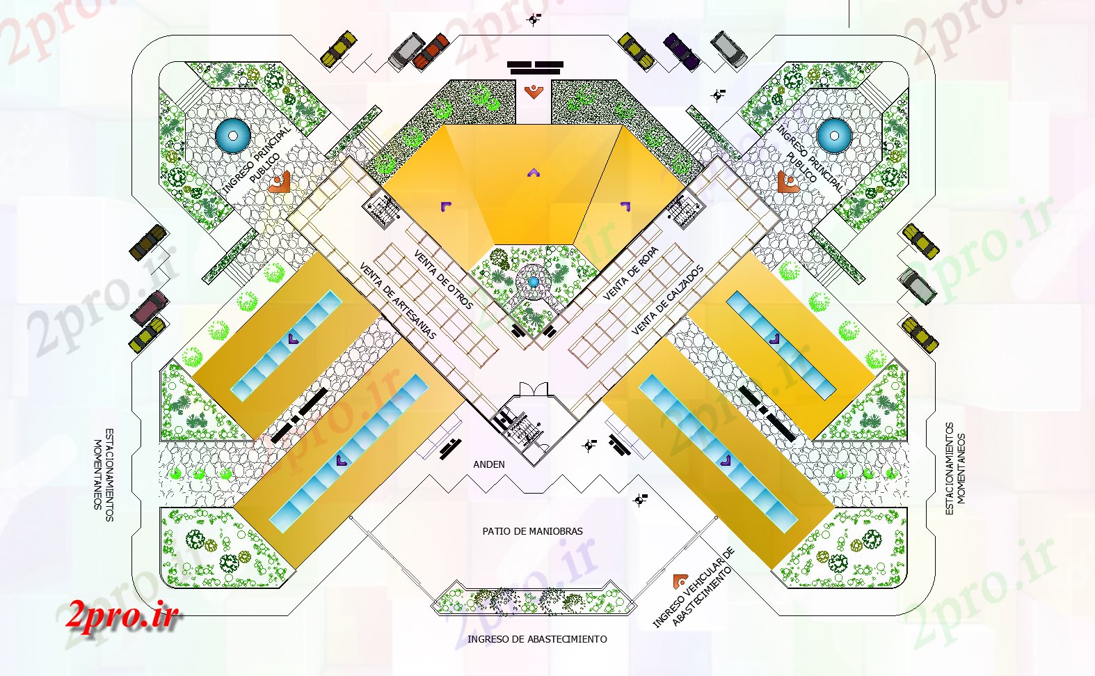 دانلود نقشه معماری معروف طرحی بازار جزئیات شهری (کد75318)
