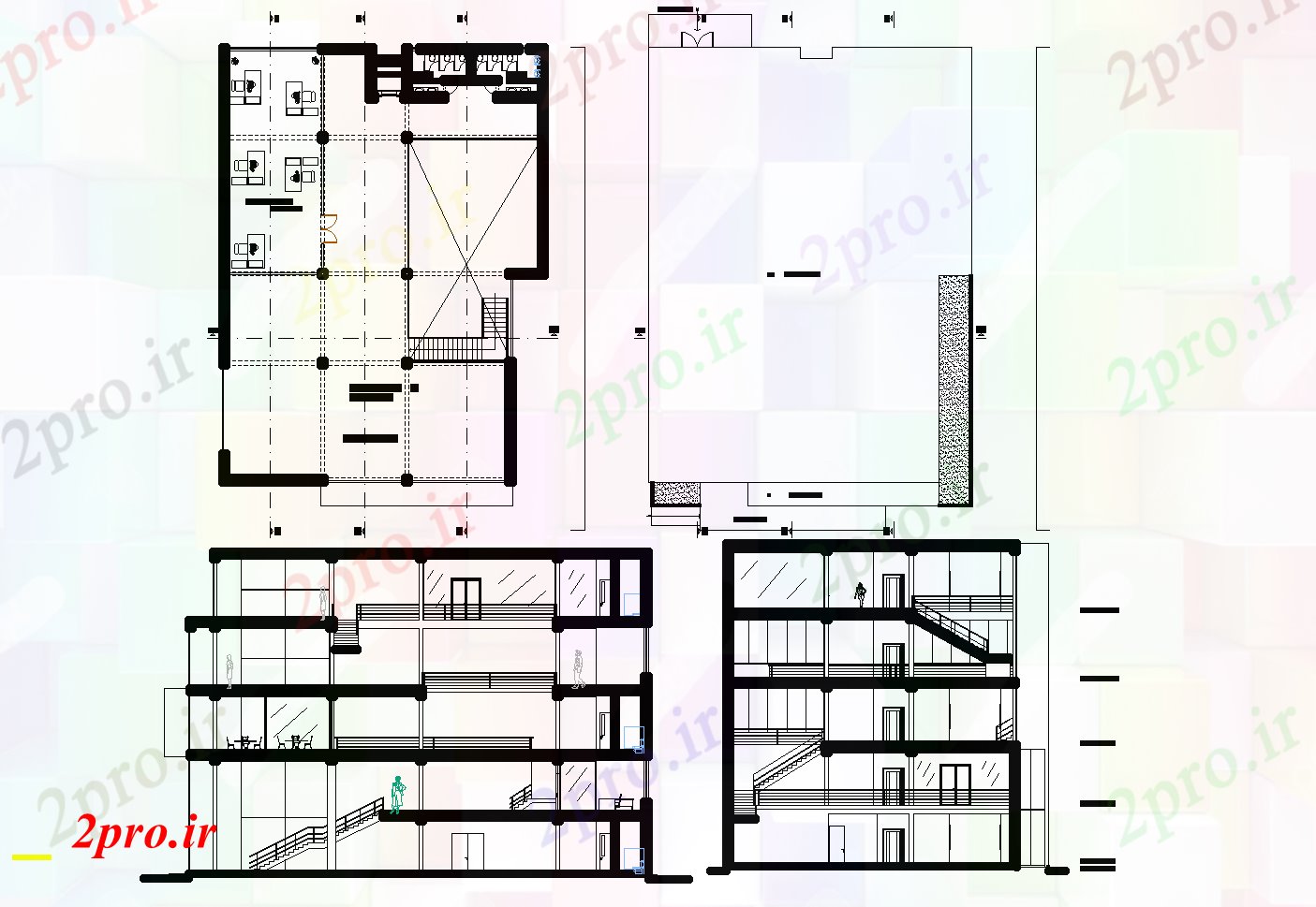 دانلود نقشه هایپر مارکت - مرکز خرید - فروشگاه تجاری طرحی ساختمان جزئیات 20 در 27 متر (کد75358)
