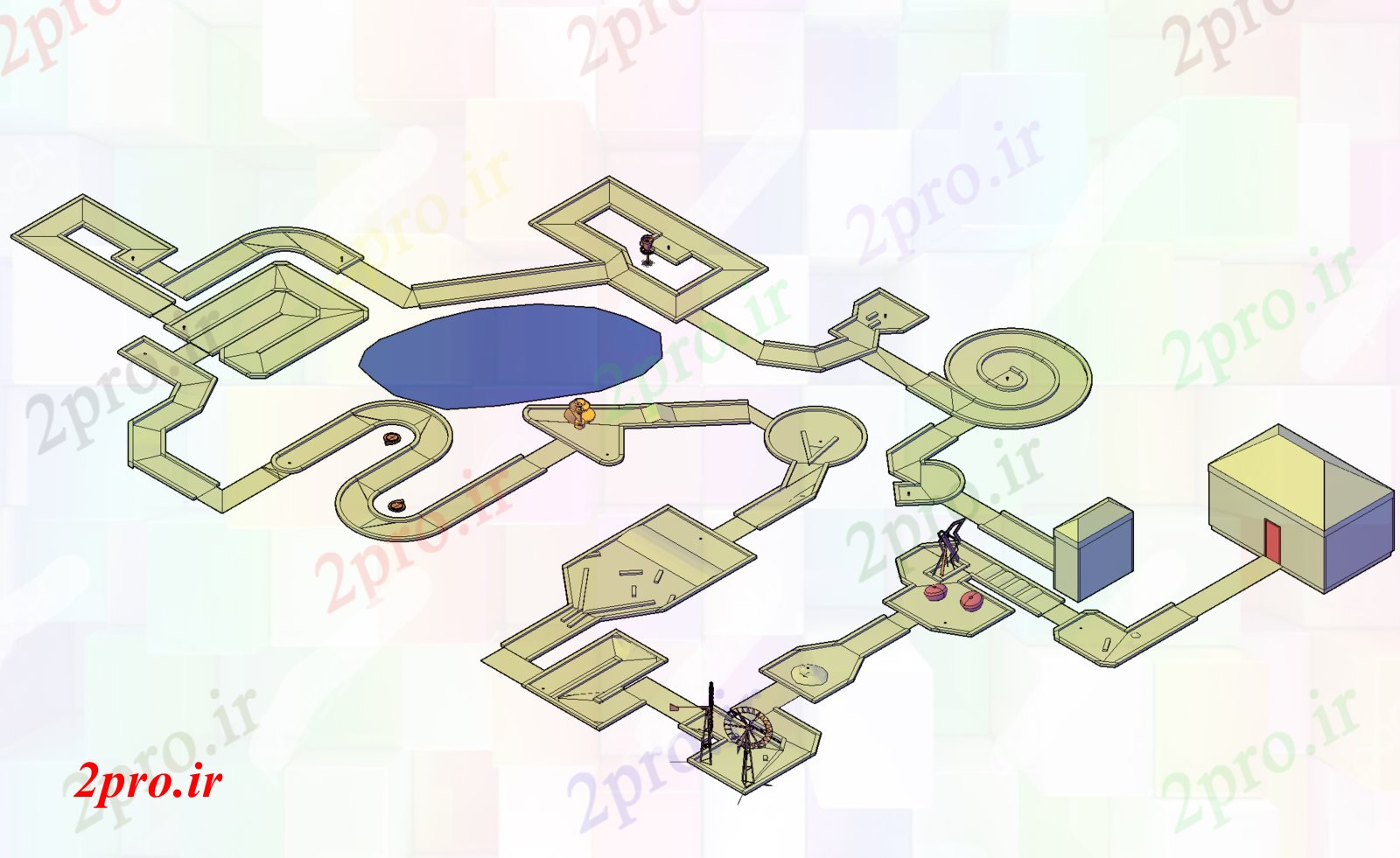 دانلود نقشه ورزشگاه ، سالن ورزش ، باشگاه زمین گلف دیوانه طرحی جزئیات (کد75381)