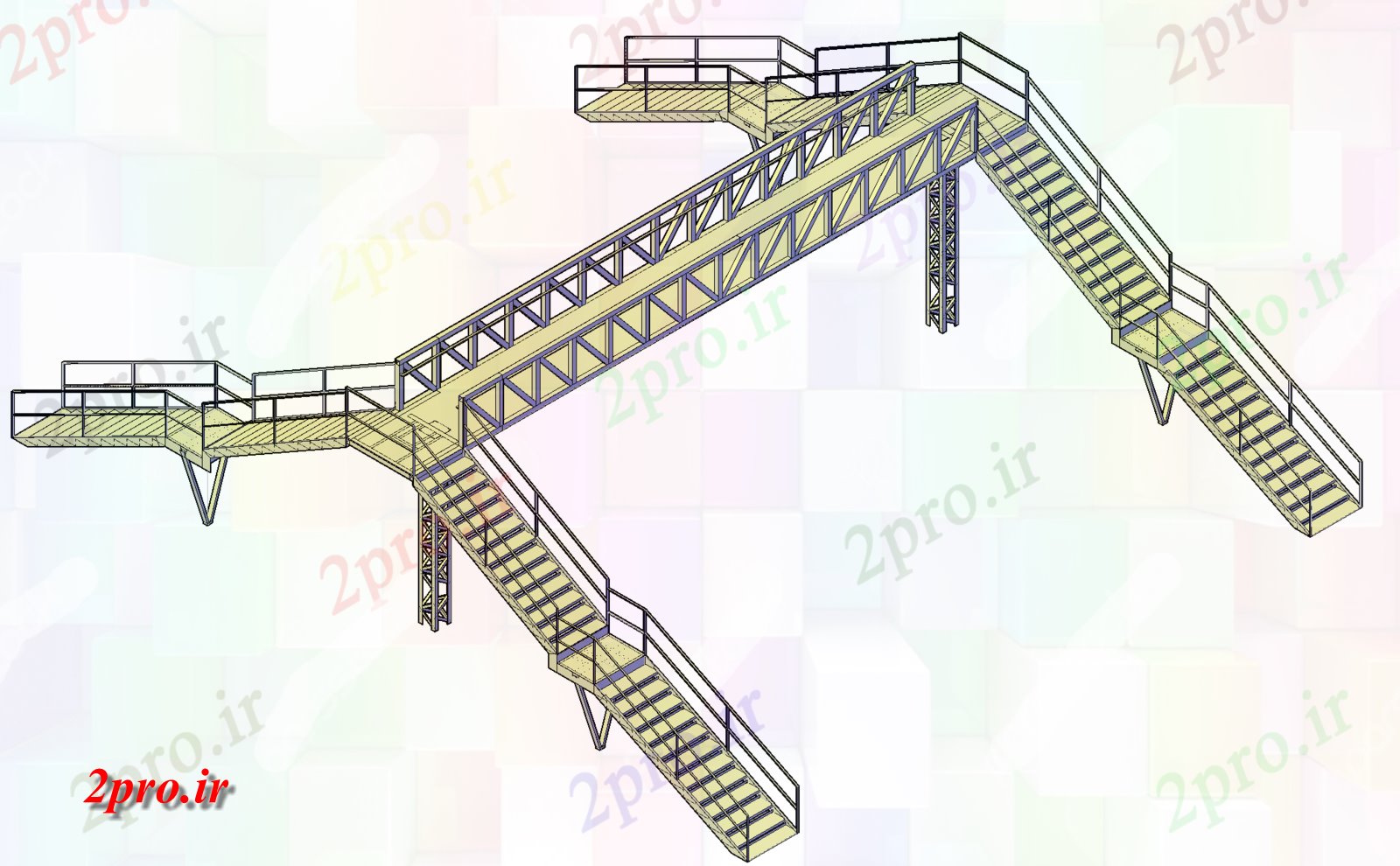دانلود نقشه جاده و پل طراحی پل پیاده رو طرحی جزئیات (کد75388)