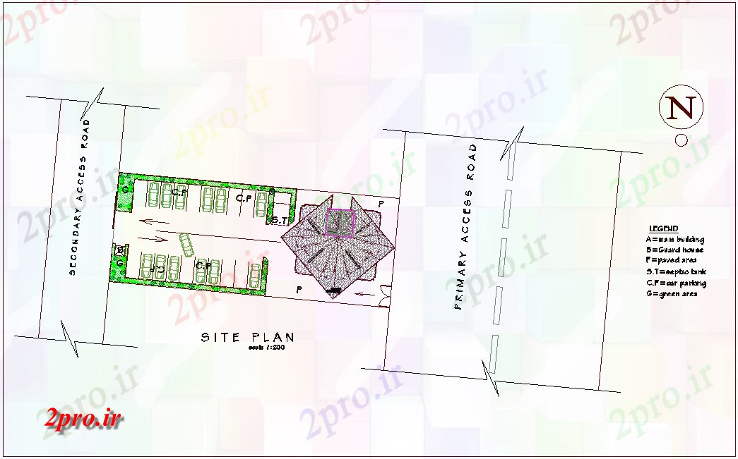 دانلود نقشه ساختمان مرتفعفاده از مخلوط بلند طرحی ساختمان سایت با افسانه آن 17 در 19 متر (کد75390)