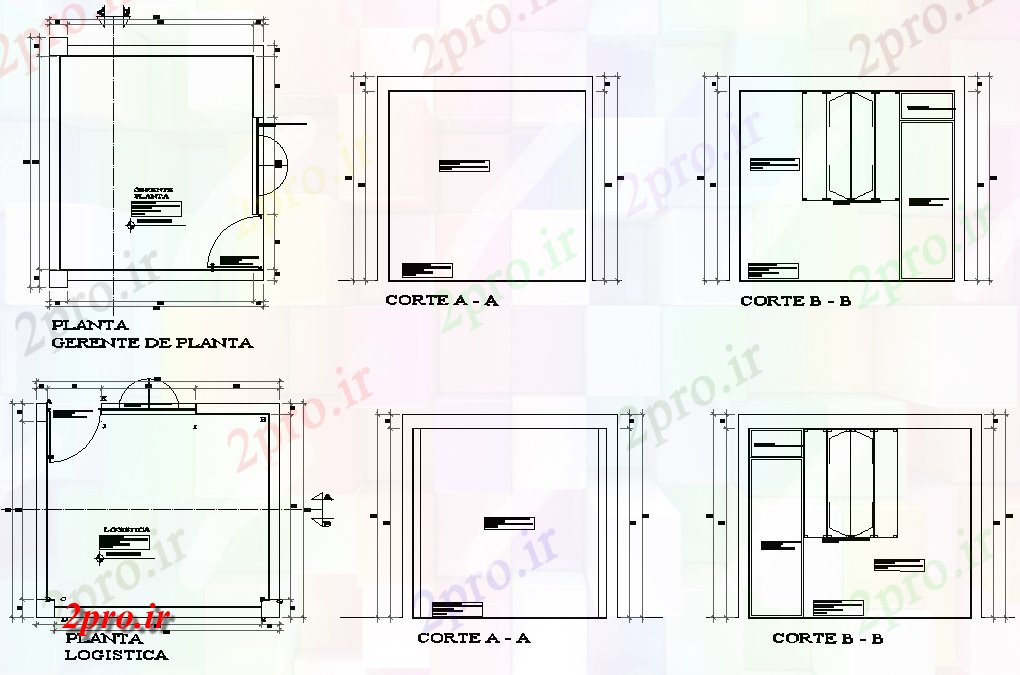 دانلود نقشه ساختمان اداری - تجاری - صنعتی طرحی اتاق جزئیات (کد75411)