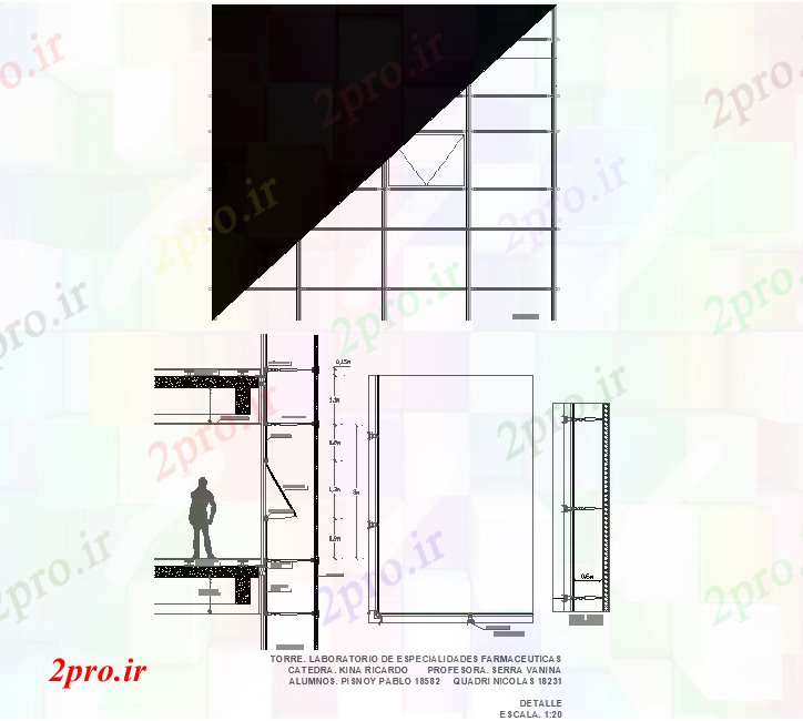 دانلود نقشه درب و پنجره درب طرحی جزئیات 50 در 64 متر (کد75419)