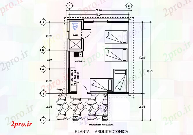 دانلود نقشه مسکونی ، ویلایی ، آپارتمان معمار طرحی جزئیات 5 در 6 متر (کد75432)